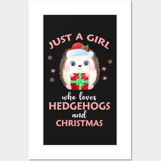 Just a girl who loves hedgehog and christmas Posters and Art